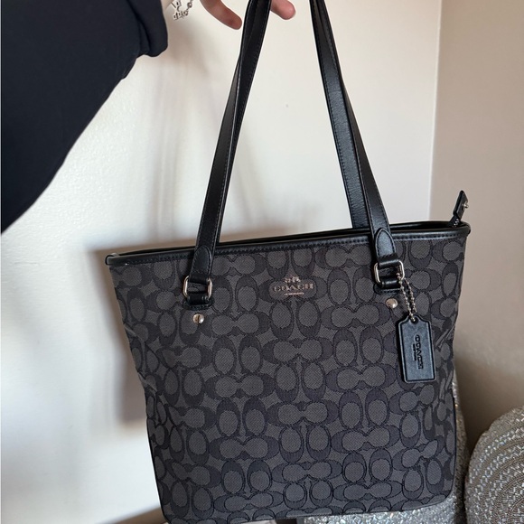 Coach Handbags - Coach Charcoal and Black Signature Tote